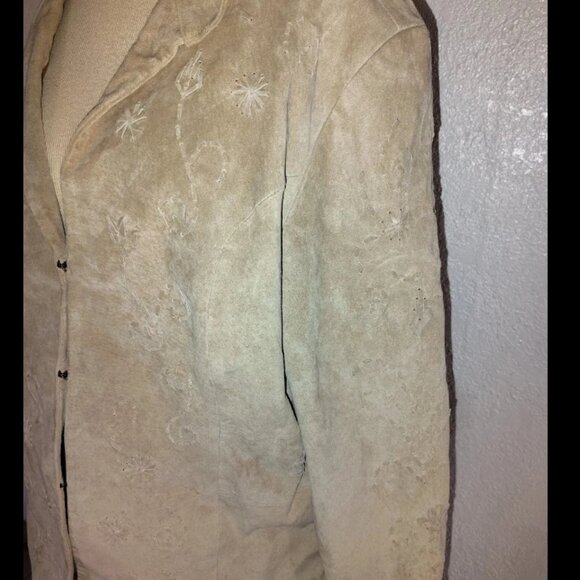 Coldwater Creek 100% Leather Jacket XL Women's Hook & Eye Woven Pattern RN 95816 - Picture 2 of 11